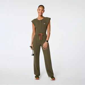 Figs Layton Crewneck Wide Leg ScrubJumpsuit - Spruce